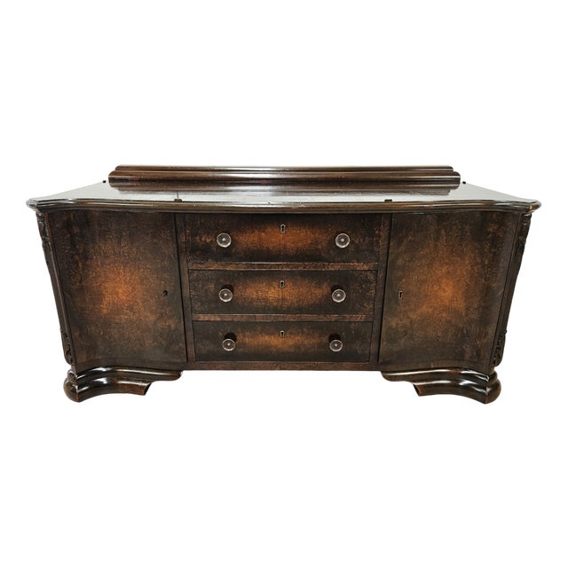 Art Deco Dressing Table in Walnut with Doors and Three Drawers, 1940 For Sale