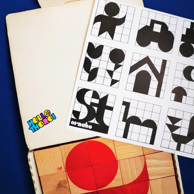 Brown 1989 Vintage Kurt Naef Ornabo Cubes Blocks Game Toy Puzzle Wooden 1980s Swiss Made Hubert Zimmermann For Sale - Image 8 of 17