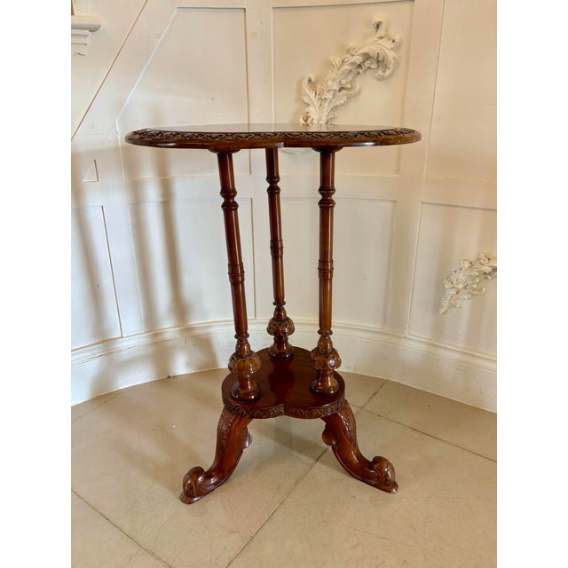 Antique Edwardian Carved Mahogany Lamp Table, 1910s For Sale - Image 6 of 12