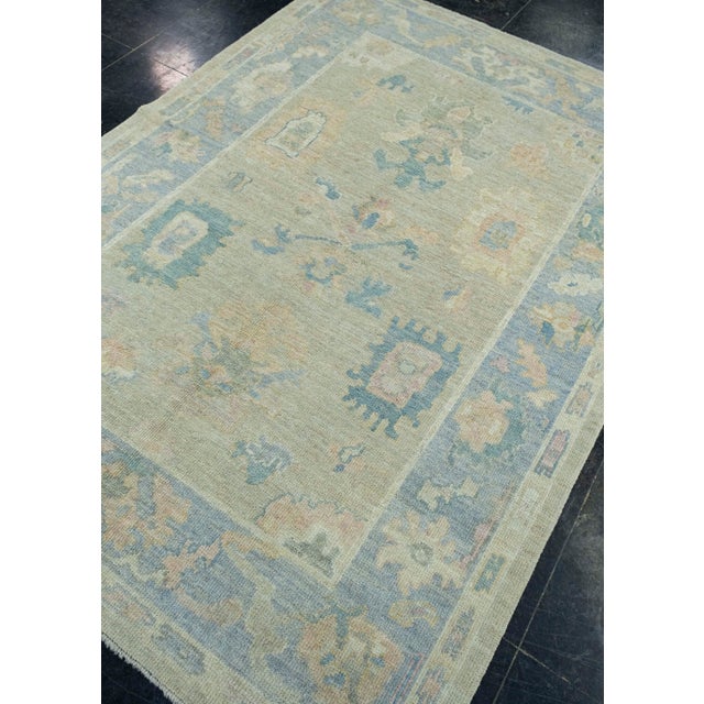 Turkish Turkish Oushak Rug 5'1" x 7'2" #17362 For Sale - Image 3 of 8