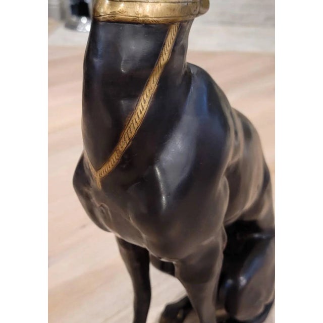 Life-Size Art Deco Patinated Bronze Greyhound Dog Sculpture For Sale In Dallas - Image 6 of 11