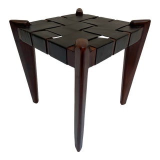 1960s Edmond Spence Woven Leather Stool For Sale