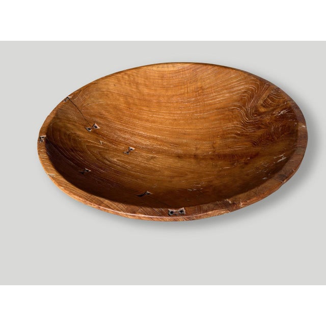 Andrianna Shamaris Monumental Sculptural Rare Teak Wood Bowl For Sale - Image 17 of 18