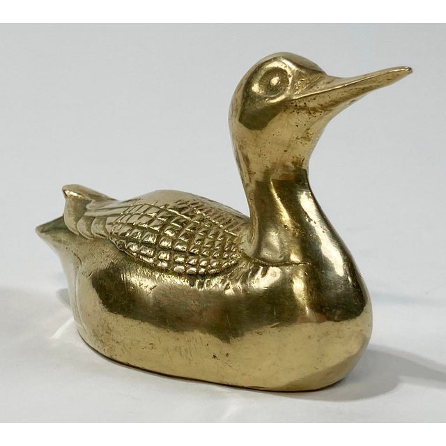 Figurative Vintage Brass Duck Paper Weight For Sale - Image 3 of 6