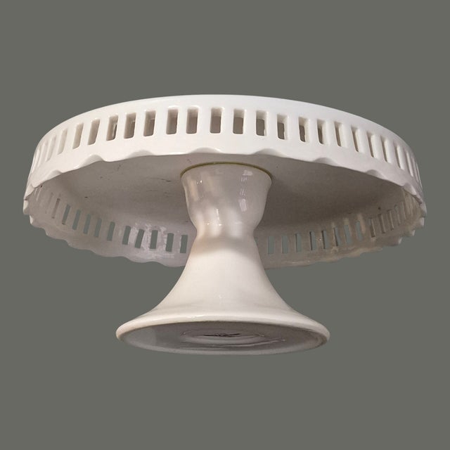 Contemporary Late 20th Century Elegant "Crace's Teaware" White Porcelain Pedestal Cake Stand For Sale - Image 3 of 7