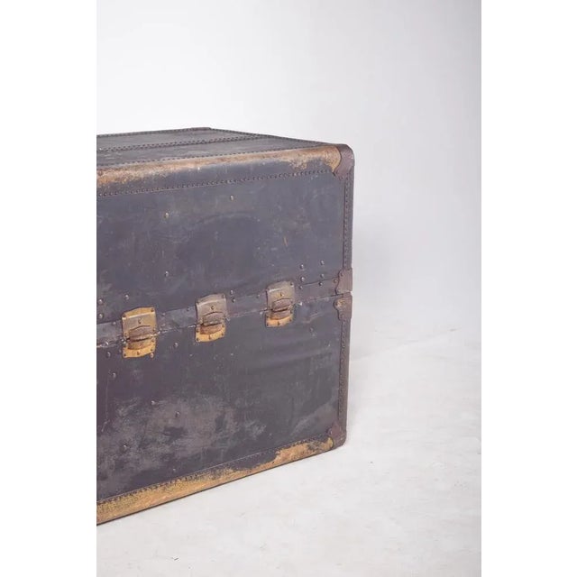 Metal Antique Holdall Covered in Black Leather, 1890s For Sale - Image 7 of 18