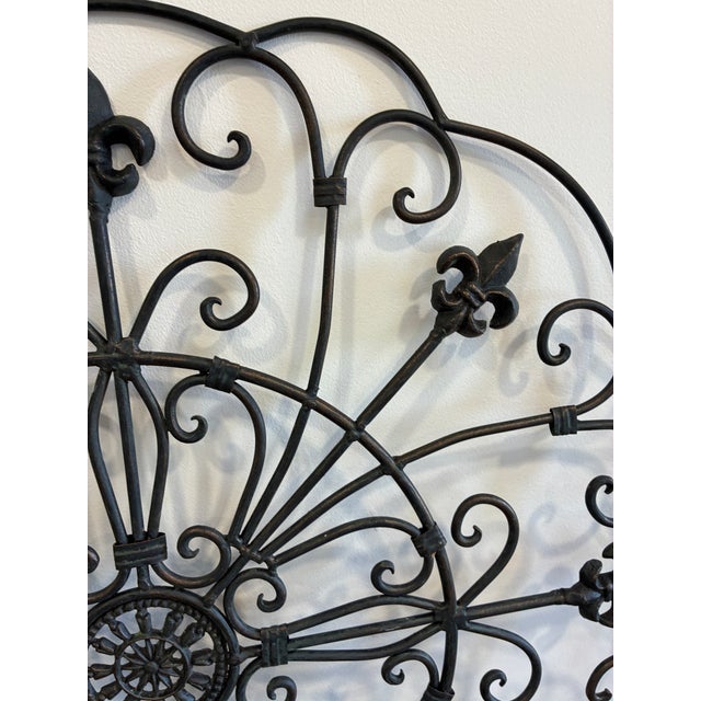 Large Wrought Metal Fleur-De-Lis Wall Bracket For Sale - Image 4 of 11