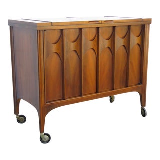 Kent Coffey Perspecta Mid Century Walnut Bar Cart Buffet For Sale