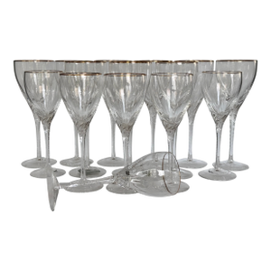 1990s Lenox Encore Gold Water & Wine Goblets - Set of 15