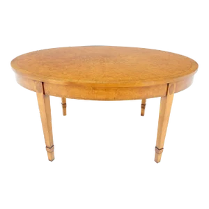 Oval Light Burl Wood Banded Inlayed Federal Style Center Coffee Table