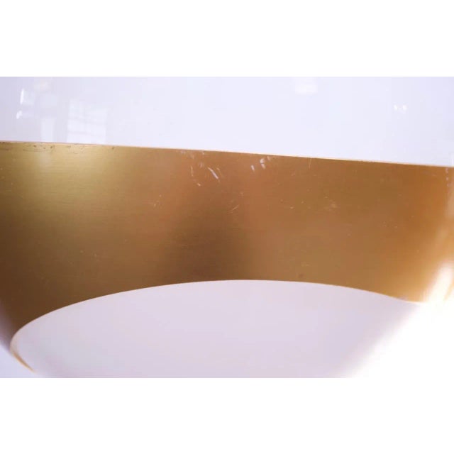 Brass Large Italian Modern Brass and Milk Glass Chandelier by Lamperti For Sale - Image 8 of 12