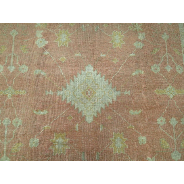 Textile Antique Zabihi Collection Peach Color Turkish Oushak Carpet - 7'10" x 10'10" For Sale - Image 7 of 8
