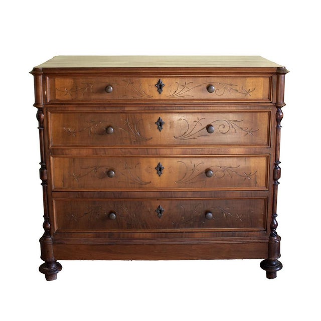 Antique 19th Century Walnut Chest of Drawers, 1890s For Sale - Image 4 of 10