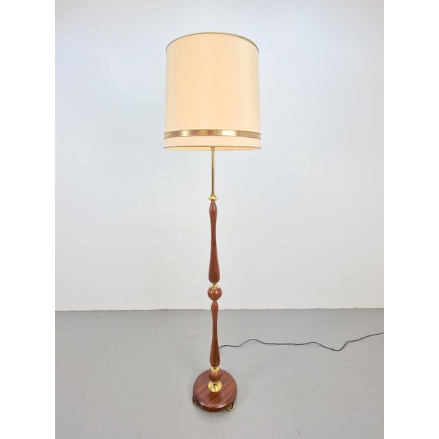 Brown Vintage Scandinavian Floor Lamp in Teak and Brass, 1960s For Sale - Image 8 of 8