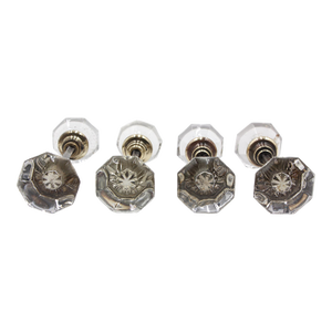 Vintage Octagon Clear Glass Passage Door Knobs House Set - 4 Pieces