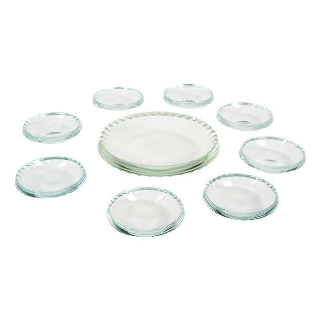 Vintage Art Deco Glass Bowls, 1940s, Set of 9 For Sale