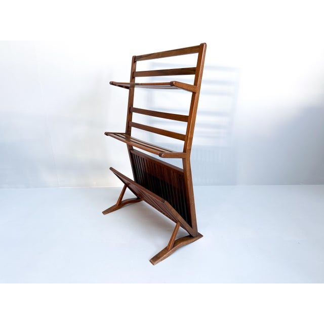 Vintage Walnut Bookshelf and Magazine Rack, 1960s For Sale - Image 4 of 11