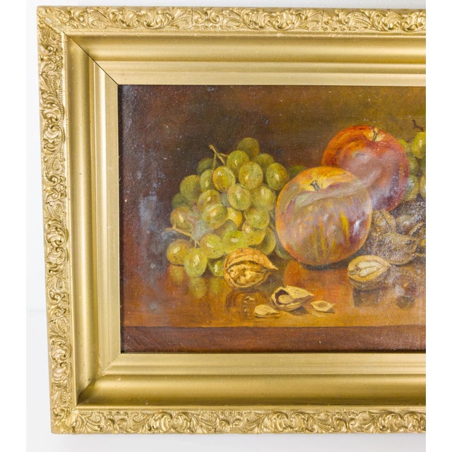 Mid 19th Century American Folk Art Rustic Still Life Fruit Painting Restored For Sale - Image 4 of 10
