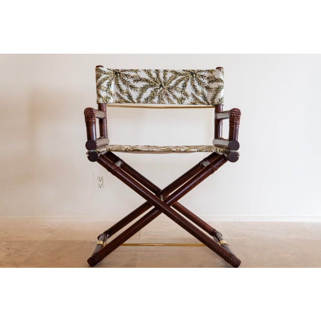 1970s McGuire Director’s X-Chair in Palm Print For Sale - Image 9 of 12