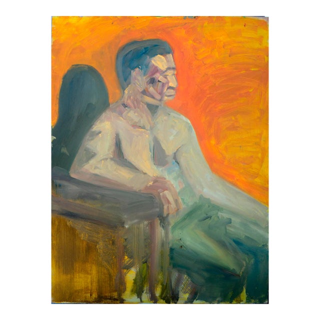 Large Scale Abstract Expressionist Two Sided Painting -- Male Figurative by Daniel David Fuentes For Sale