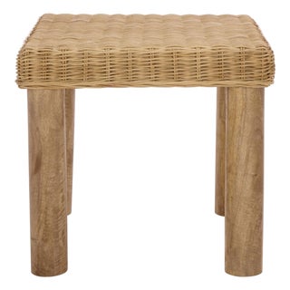 Shazza Wicker Rattan Weaved Accent Table in Natural For Sale