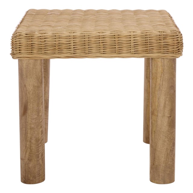 Shazza Wicker Rattan Weaved Accent Table in Natural For Sale