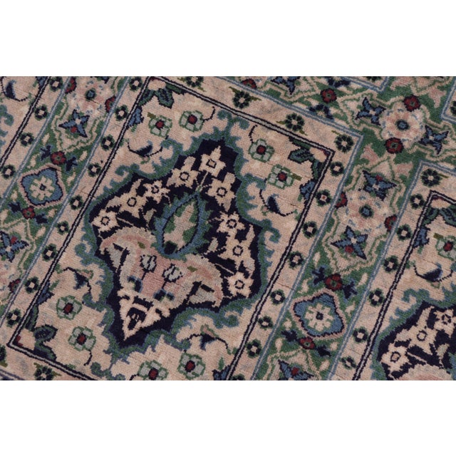 Shabby Chic 1990's Pak-Persian Green/Blue Wool Rug - 7'10'' X 9'2'' For Sale In New York - Image 6 of 9