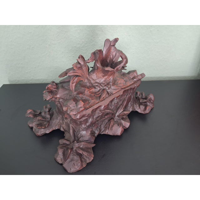 Wood French Black Forest Jewelry Box with Birds and Vase Holder, 1950 For Sale - Image 7 of 17