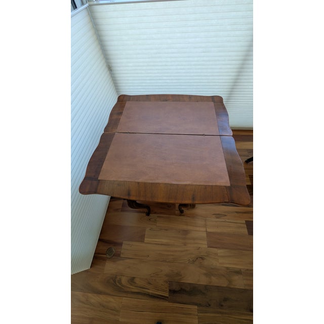 Mid 20th Century French Curved Leg Table (Coverts Into Larger Card Table) For Sale - Image 4 of 4