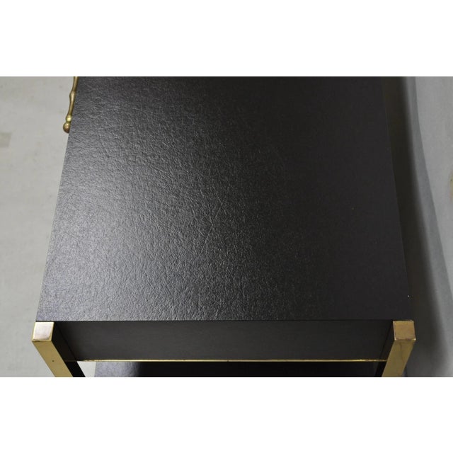 Wood Contemporary Modern Black & Brass Faux Bamboo Nightstand Bedside Table - A Pair For Sale - Image 7 of 18