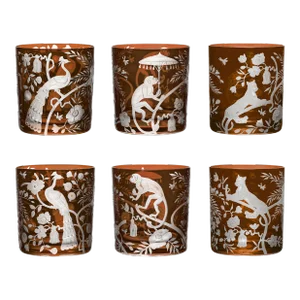 ARTEL Chinoisserie Collection Small Tumbler Glasses in Walnut, Set of 6