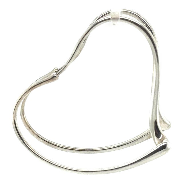 Tiffany & Co. Sterling Silver Elsa Peretti Open Heart Earrings 9.36g, Pair For Sale