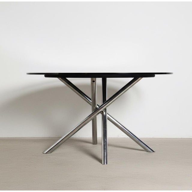 Round Nodo Table in Chromed Steel and Glass attributed to Carlo Bartoli for Tisettanta, 1970s For Sale - Image 4 of 10
