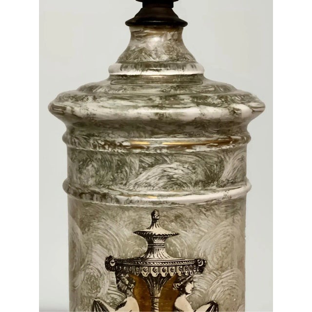 Early 1900s French Neoclassical Reverse Painted Églomisé Lamps, Pair For Sale - Image 9 of 12