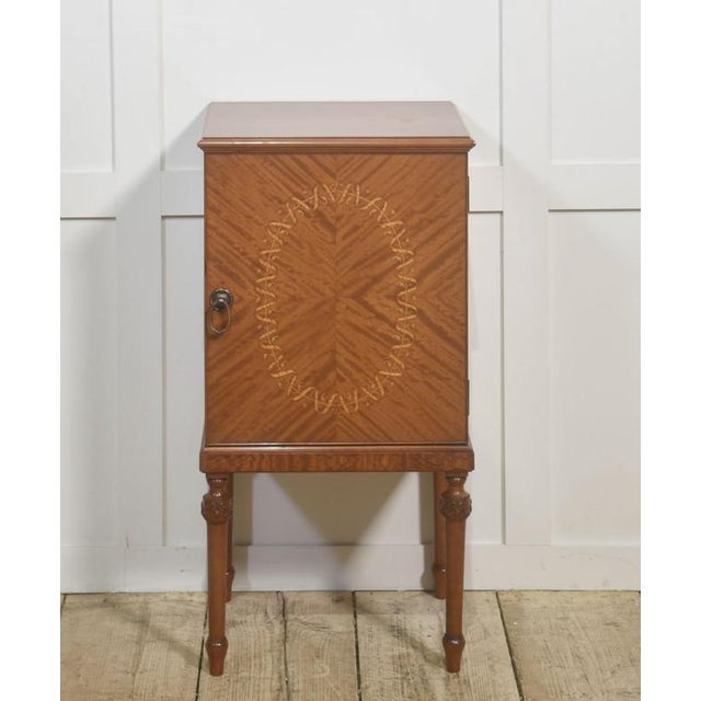Brown Satinwood Inlaid Bedside Cabinet, 1890s For Sale - Image 8 of 8