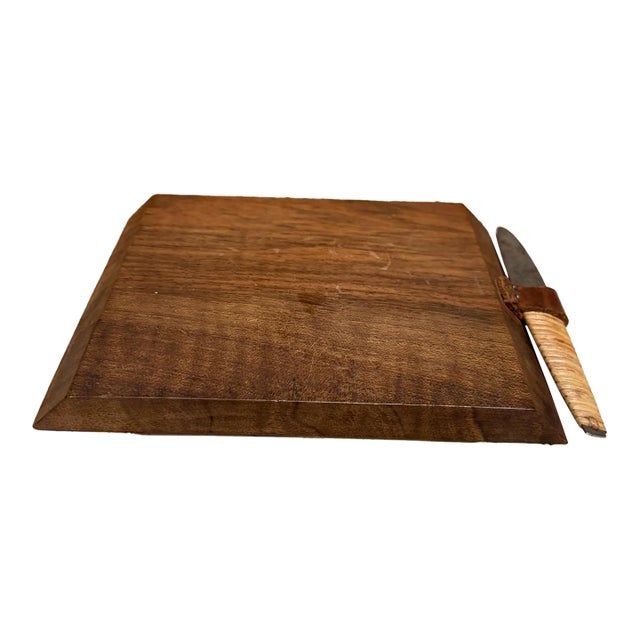 1950s Carl Auböck Charcuterie Picnic Board & Knife Austria For Sale