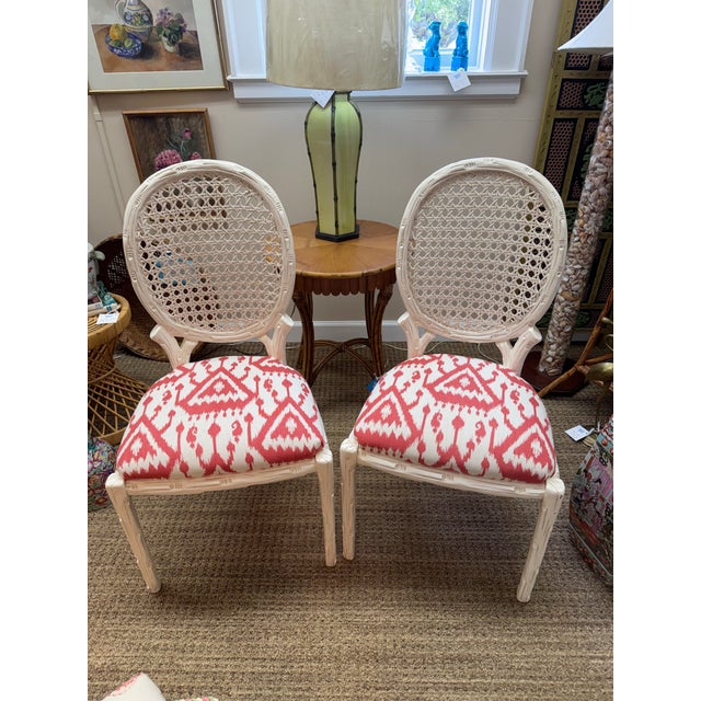 Hollywood Regency 1980s Vintage Faux Bois and Cane Chairs, a Pair For Sale - Image 3 of 10