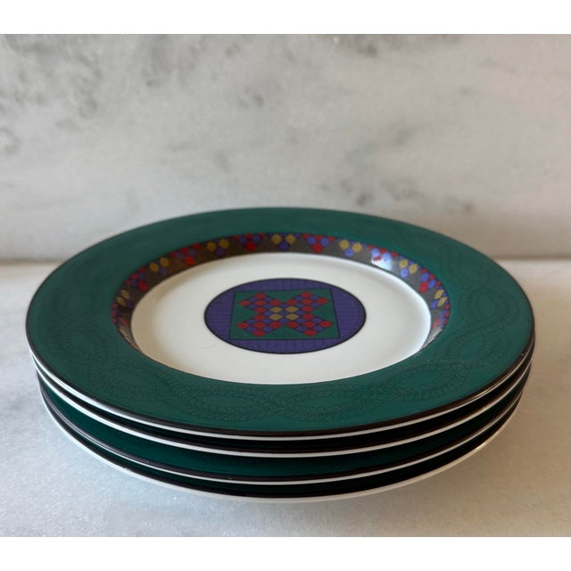 Emerald Vintage Dansk Quilting Emerald Braid Salad Plate - Set of 4 For Sale - Image 8 of 12