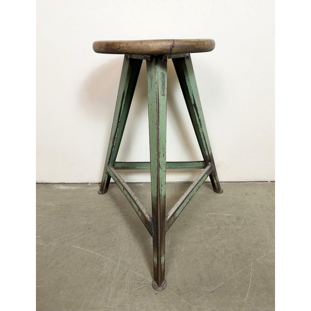 1960s Industrial Green Workshop Stool, 1960s For Sale - Image 5 of 17