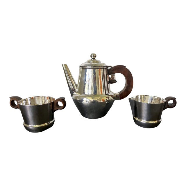 Mid-Century Modern Early Mexican Modern Sterling Silver Coffee Tea Set William Spratling - 3 pcs For Sale