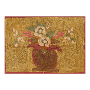 Charming Floral With a Tan Camel Background Color American Hooked Rug