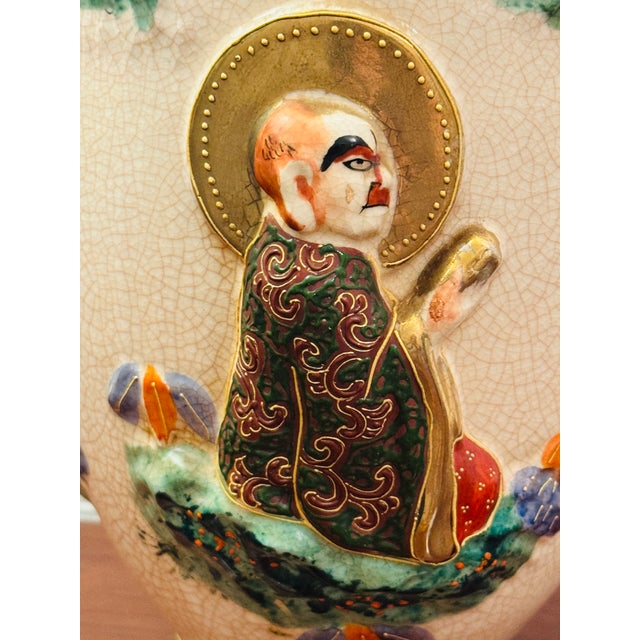 Antique Asian Figural Crackle Glaze Vase With Elephant Motif, Early 1900's For Sale - Image 10 of 13