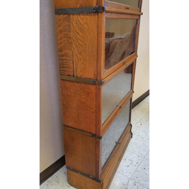 Antique Tall Globe Wernicke Quarter Sawn Oak Barrister Lawyer Bookcase 6 Stacks 1910s For Sale - Image 9 of 12