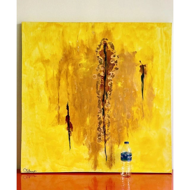 1970s 1970s Abstract Yellow Impasto Painting For Sale - Image 5 of 6