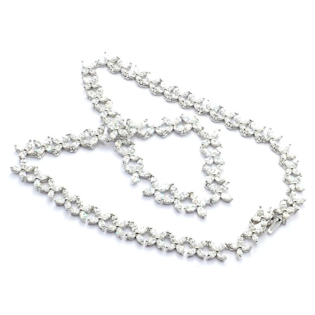 Metal Tiffany & Co. Victoria Platinum Graduated Marque Shape Diamond Necklace For Sale - Image 7 of 16