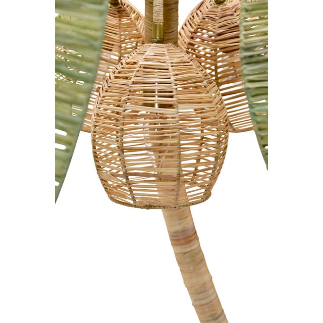 2020s Matthew Izzo Home Palmbeach Coco Green and Natural Paper Rafia Floor Lamp With Brass Details For Sale - Image 5 of 7