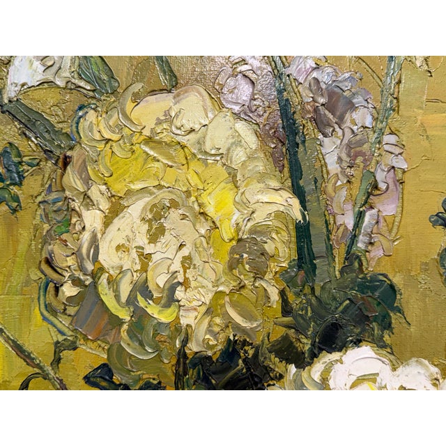 Mary Malcolm-Kluge “Fleurs” Signed Oil on Canvas Floral Still Life Painting For Sale - Image 9 of 12