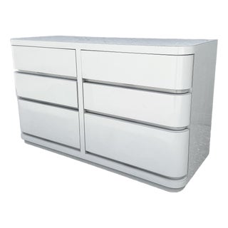 Postmodern Gray Gloss Laminate Curved Edge Dresser For Sale