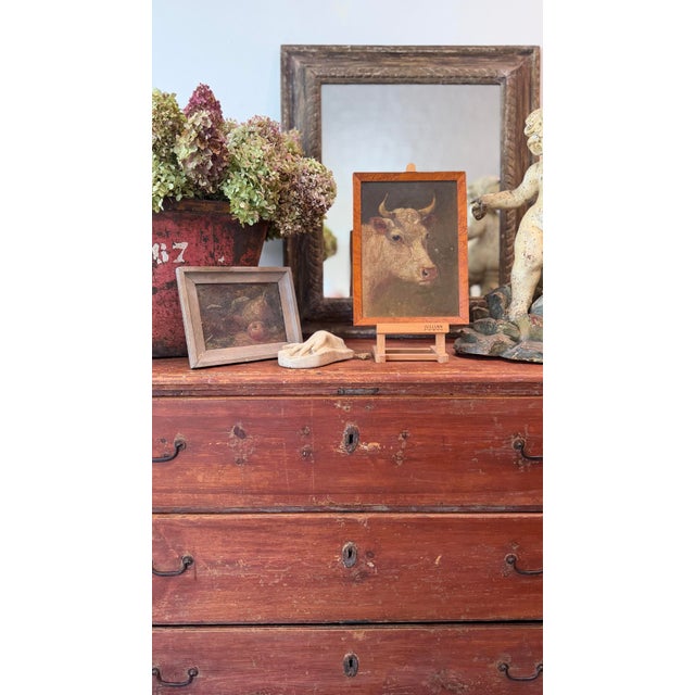 19th Century Oil on Board of a Cow For Sale - Image 4 of 6