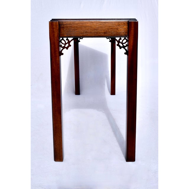 English Chippendale Console Table, Mahogany, Fret Work Design, 1980s For Sale - Image 9 of 11